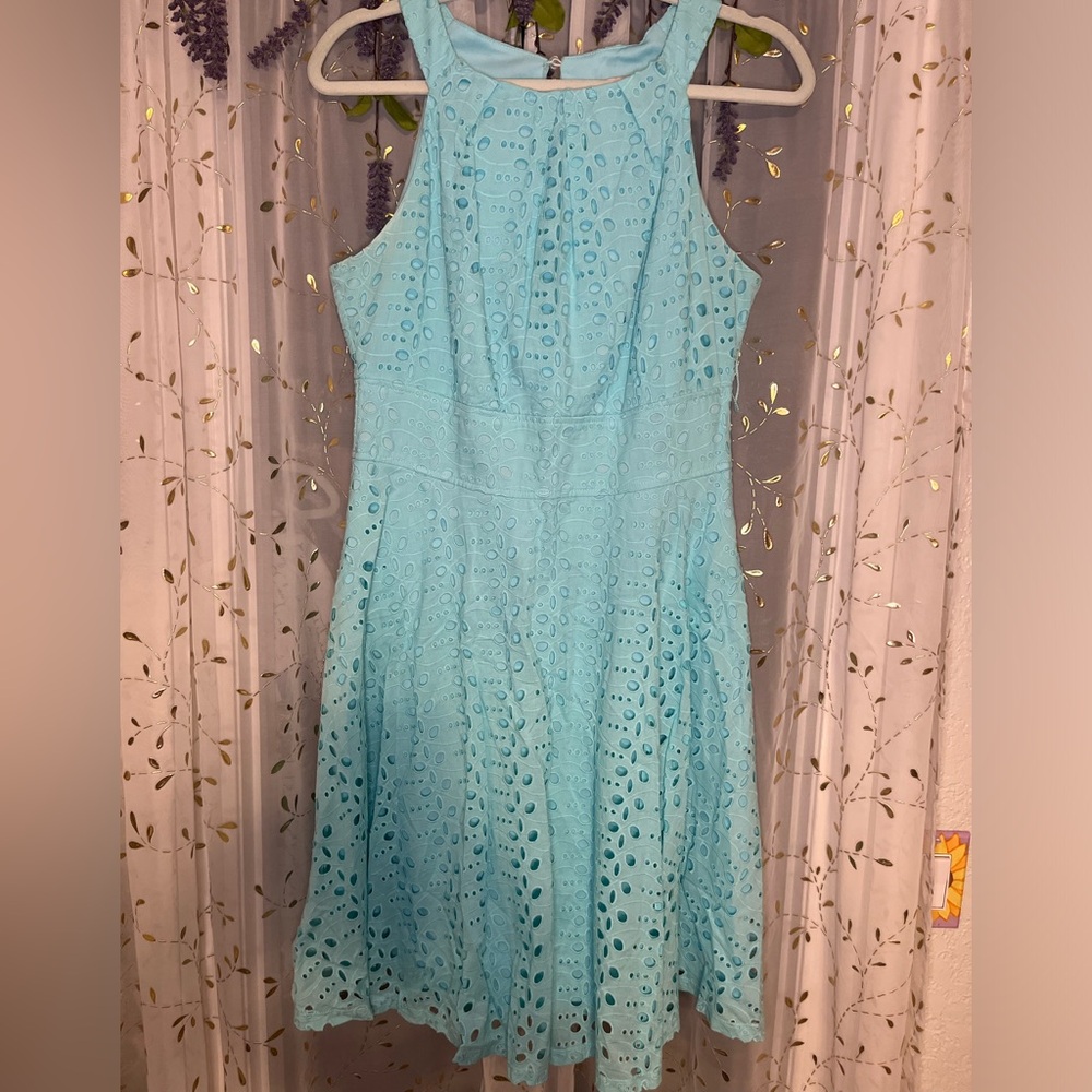 Sleeveless Eyelet Dress in Light Blue